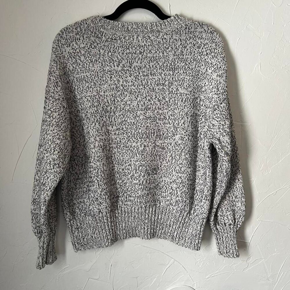 Gap Marled Knit Sweater White Black Minmalist Pullover Womens M Classic Neutral - Picture 5 of 7